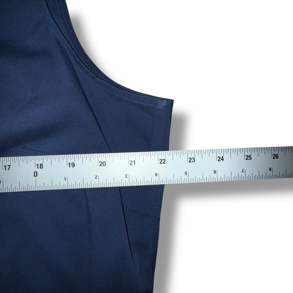 FOXCROFT Gwen Ruffle Non-Iron Stretch Button-Up Sleeveless Shirt Navy 18 - Picture 9 of 13